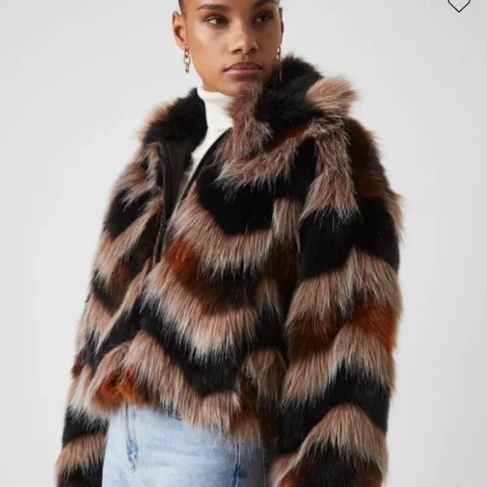 French Connection Dallow Multicolor Faux Fur Jacket